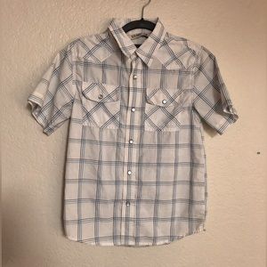 Youth old navy button up plaid shirt
